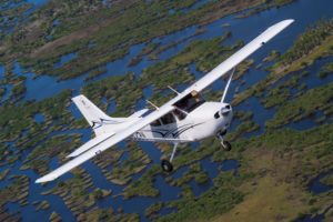 Cessna 172 flying aerial shot