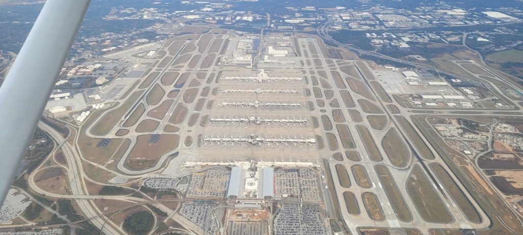 birds eye view of atlanta hartsfield jackson international airport from the air